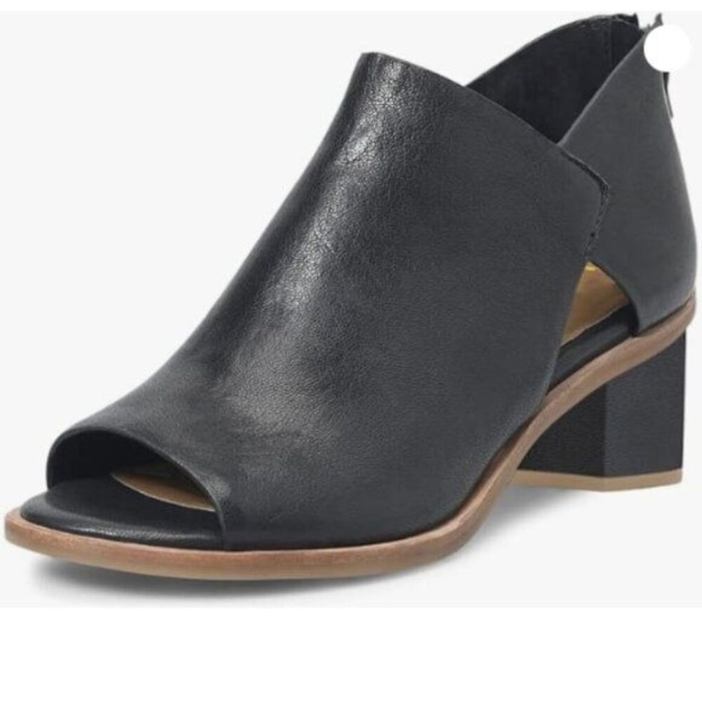 YDN Women's Peep Toe Booties Low Chunky Block Heels Back Zipper Sandal Black